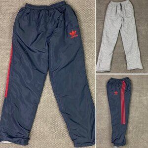 Vintage 90s Y2K Adidas Reversible Track Pants Men's Medium Blue Trefoil Firebird